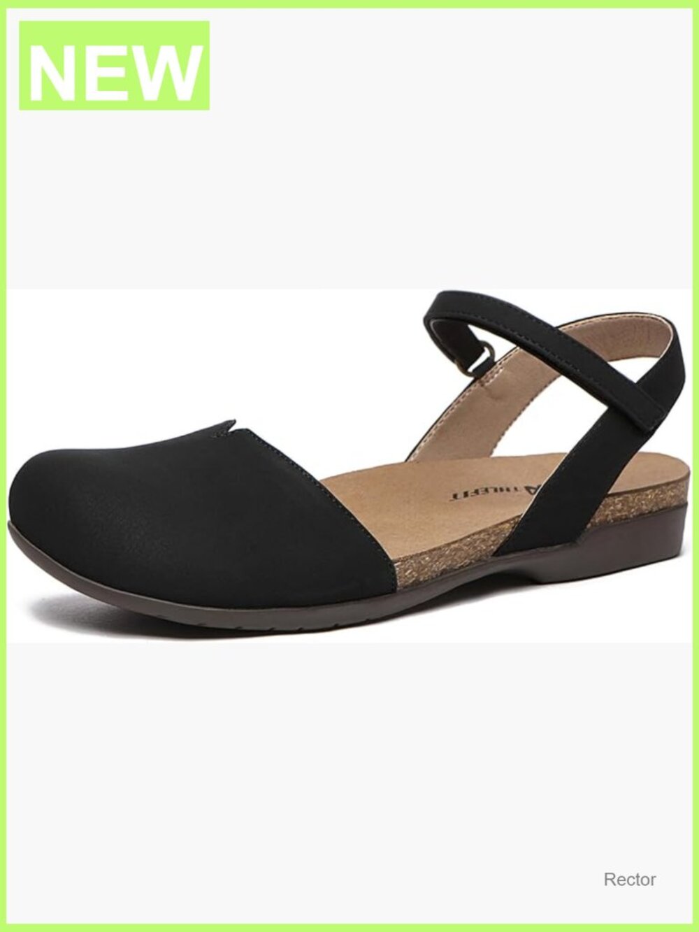 Closed Toe Sandals with Cork Footbed Arch Support Flat Sandals